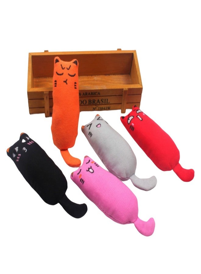 EBIEFLY 5Pcs Pet Cat Toy Contains Mint Pure Cotton Fabric for Tooth Grinding, Durable Removal, Clean Tooth Brushing, Cute Cat Mouse Shaped Gift (Orange) - Image 3